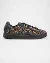 Versace Barocco-jacquard Greca Sneakers In Goldtobaccoblackg
