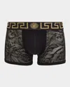 Versace Men's Baroque Mesh Jacquard Boxer Briefs In Black