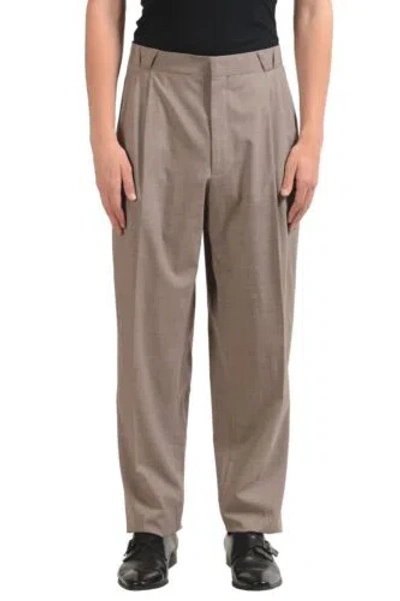 Pre-owned Versace Men's Beige Wool Pleated Dress Pants Size 36 38 40