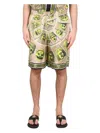 Versace Masks Knee Length Graphic Print Shorts In Green