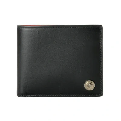 Pre-owned Versace Men's Black & Red 100% Leather Gold Medusa Bifold Wallet
