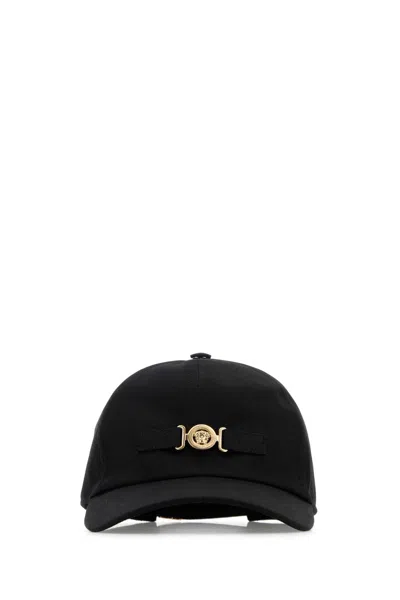 Versace Men Black Cotton Baseball Cap