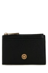 Versace Black Leather Card Holder In Black