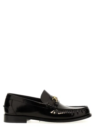 Versace Black Leather Loafers