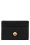 Versace Man Black Leather Medusa Biggie Card Holder In Black