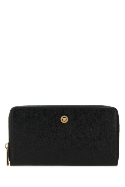 Versace Men Black Leather Medusa Biggie Wallet