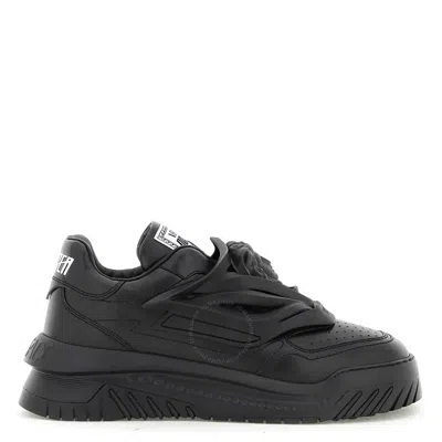 Versace Men's Black Leather Odyssea Sneakers