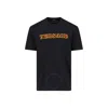 Versace Crew Neck Embroidered Design Short Sleeves In Black