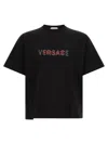 Versace T-shirt With Embroidered Logo In Black