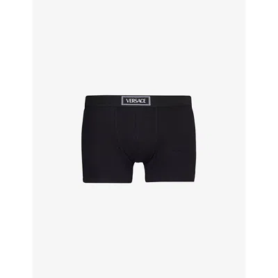 Versace Logo-waistband Boxer Briefs In Black