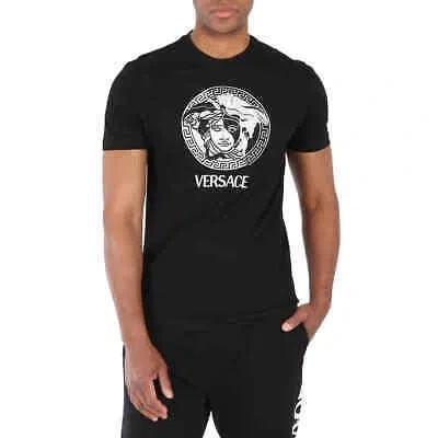 Pre-owned Versace Men's Black Medusa Logo T-shirt, Size Small