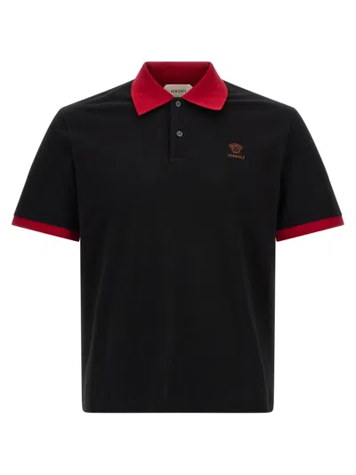 Versace Black Solid Shirt Collar Polo