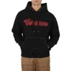 VERSACE VERSACE MEN'S BLACK STUDDED LOGO VARSITY COTTON HOODIE