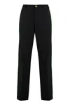 VERSACE MEN'S BLACK TRACK PANTS WITH VERSACE LOGOED SIDE STRIPES & WELT POCKETS