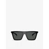 Versace Womens Ve4468u Rectangular-frame Acetate Sunglasses Black In Black