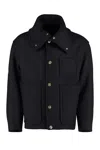 VERSACE LUXURIOUS WOOL BLEND JACKET WITH LOGO DETAIL BUTTONS AND ELBOW PATCHES