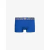 Versace Mens Bluette Gold Brand-pattern Low-rise Stretch-cotton Trunks In Bluette Gold