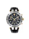 VERSACE MEN'S BOLD CHRONO 46MM STAINLESS STEEL & LEATHER STRAP WATCH
