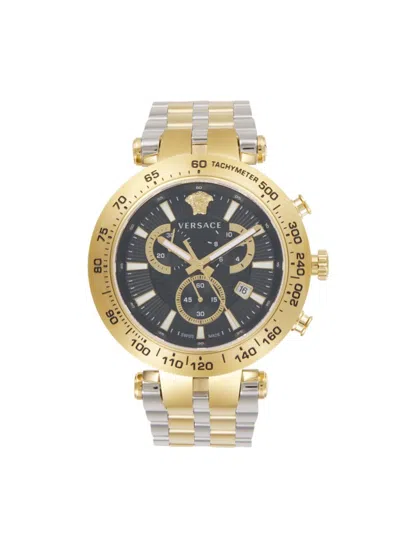 Versace Men's Bold Chrono Two-tone Stainless Steel Bracelet Watch/46mm In Gold