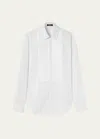 Versace Men's Button-down Shirt With Baroque Bib In Optical White