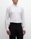 Versace Men's Button-down Shirt With Baroque Bib In Optical White