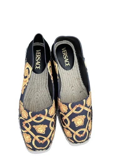 Pre-owned Versace Men's Canvas Barocco Espadrille Shoes, Multiple Sizes In Multicolor
