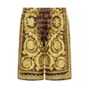 Versace Baroque Pattern-printed Shorts In Gold Tone/black