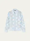 Versace Barocco-print Shirt Jacket In Pastel Bluewhites