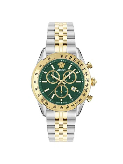 Versace Men's Chrono Master Stainless Steel Bracelet Watch/44mm In Two Tone Green