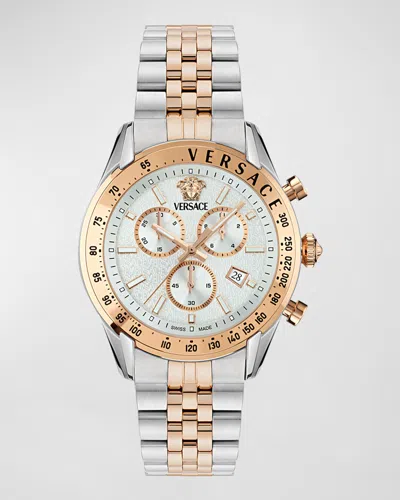 Versace Men's Swiss Chronograph Two-tone Stainless Steel Bracelet Watch 44mm In Two Tone