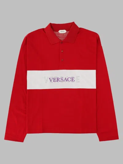 Versace Men's Classic Polo Shirt With Medusa Detail In Red