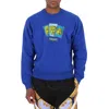Versace Printed French Cotton-terry Sweatshirt In Blue