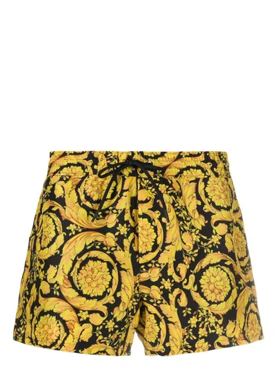 Versace Men's Costume Da Bagno Barocco In Gold