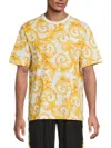 Versace Men's Cotton Baroque Print T-shirt In White Gold