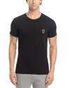 Versace Black Crewneck T-shirt With Medusa Logo Print In Stretch Cotton Man In Multi