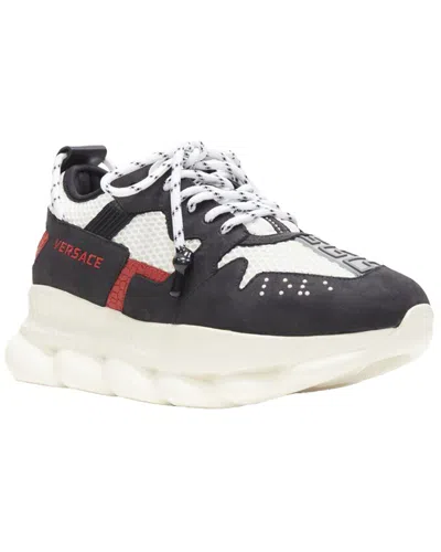 Pre-owned Versace Men's Cotton Chain Reaction Suede Mesh Low Chunky Sneaker (authentic  Pre-loved)