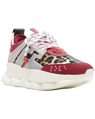 Pre-owned Versace Men's Cotton Chain Reaction Wild Leopard Low Chunky Sneaker (authentic  Pre-loved)