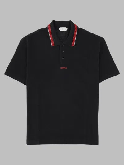 Versace Men's Cotton Polo Shirt, Made In Italy In Blue
