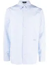 Versace Men Seashell Baroque Striped Shirt In Light Blue