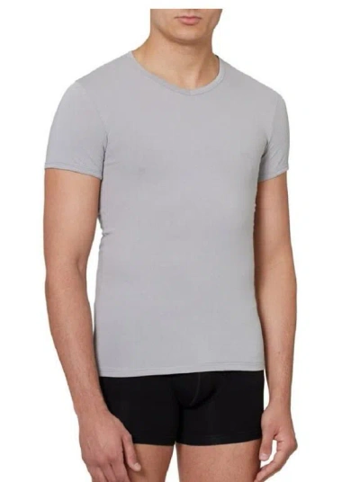Versace Men's Cotton V-neck Medusa Undershirt T-shirt In Gray