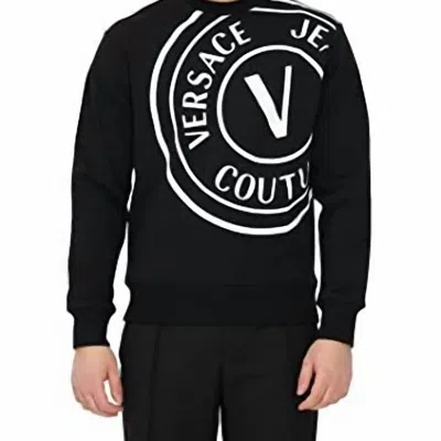 Versace Men Crew Neck Long Sleeve Pullover Sweatshirt In Black