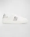 Versace Greca Embroidered Low-top Sneakers In Whitesilverpalladi