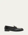 Versace Medusa Crocodile-embossed Leather Loafers In Black  Gold