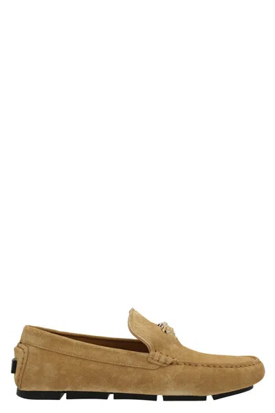 Versace Crosta Loafers In Beige