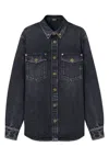 Versace Button-up Denim Jacket In Black
