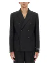 Versace Double Breasted Blazer In Black