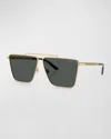 VERSACE MEN'S DOUBLE-BRIDGE METAL SQUARE SUNGLASSES