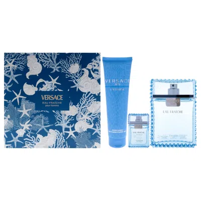 Versace Men's Eau Fraiche Fragrance Set (3.4 oz Edt Spray + 5.0 oz Shower Gel + 5ml Edt) In Transparent