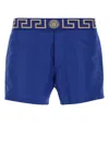 Versace Men Electric Blue Polyester Swimming Shorts In Blue