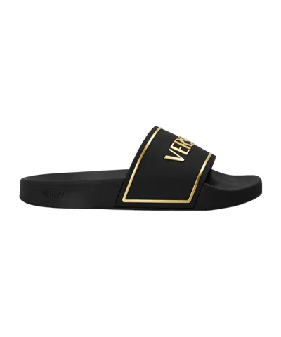 VERSACE MEN'S EMBOSS POOL SLIDERS